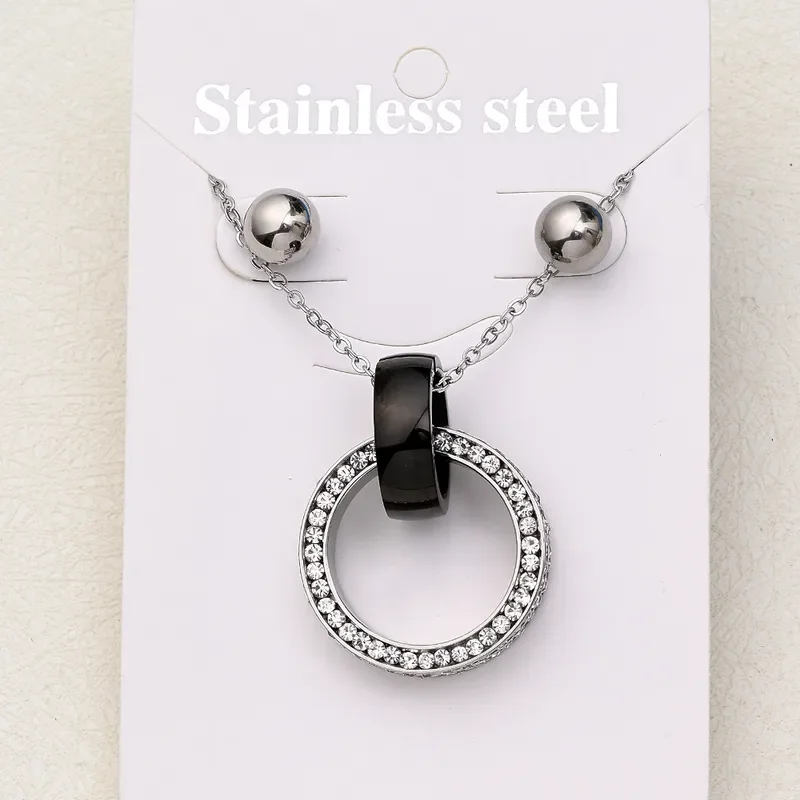 Φωτογραφία προϊόντος: Peach Jewelry Σετ Διπλός Κύκλος Μαύρος Και Με Ζιρκόν Ανοξείδωτο Ατσάλι 304