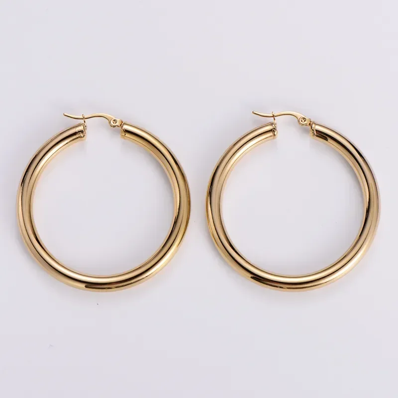 Φωτογραφία προϊόντος: Peach Jewelry Σκουλαρίκια 35mm Από Ατσάλι 304 Επιχρυσωμένα 18Κ – Αδιάβροχα & Ανθεκτικά Στο Θάμπωμα