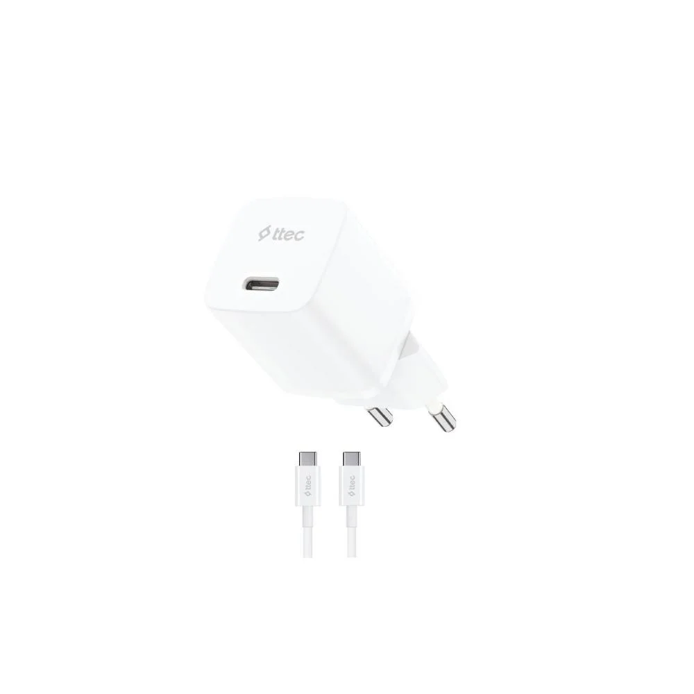 Φωτογραφία προϊόντος: ttec SmartCharger GAN 20W PD Travel Fast Charger + USB-C - USB-C 60W Cable White (2SCG20CB) (TTEC2SCG20CB)