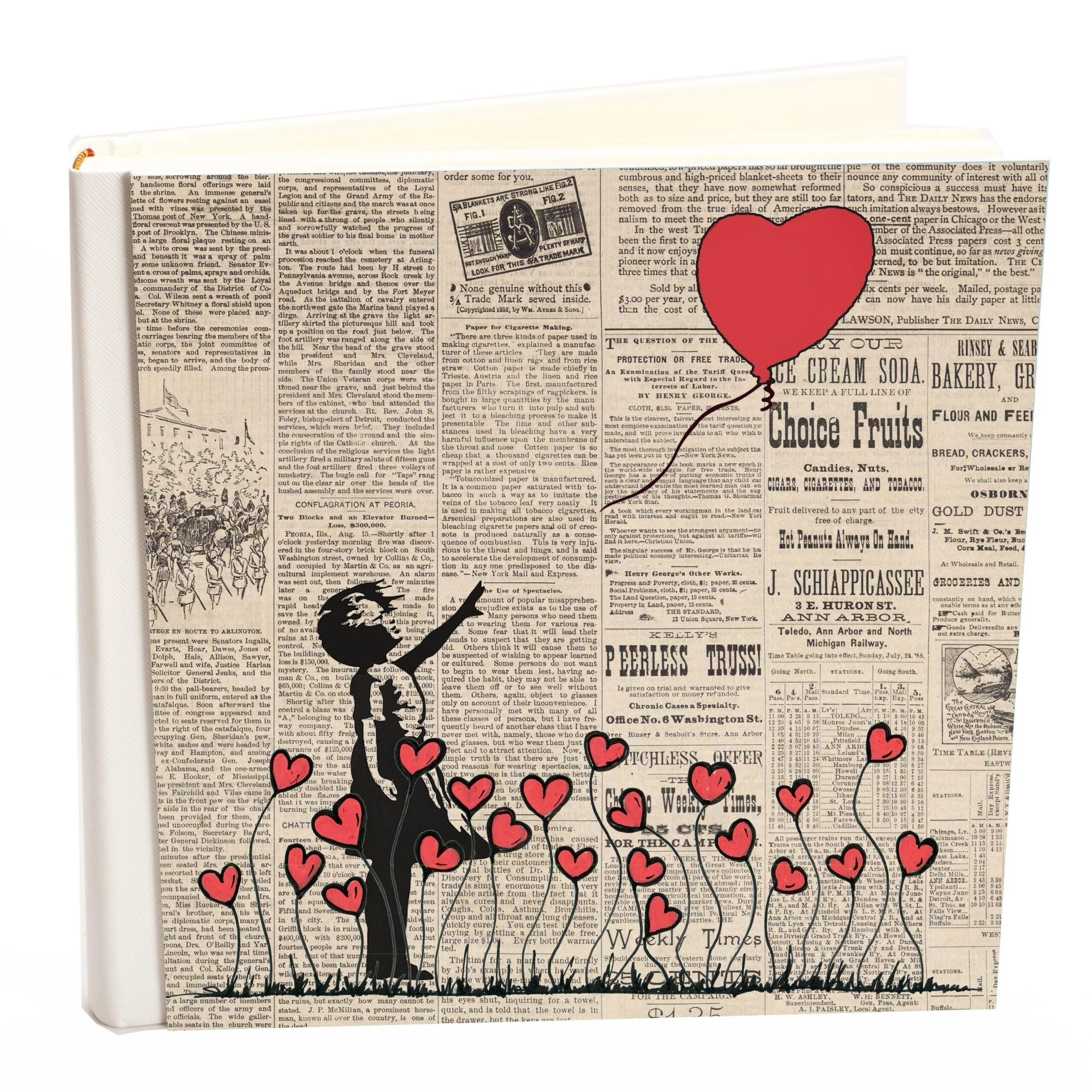 Φωτογραφία προϊόντος: HOPER Άλμπουμ my album Heart +amp; Girl Newspaper boho style με ριζόχαρτο 35x35cm και κουτί άλμπουμ