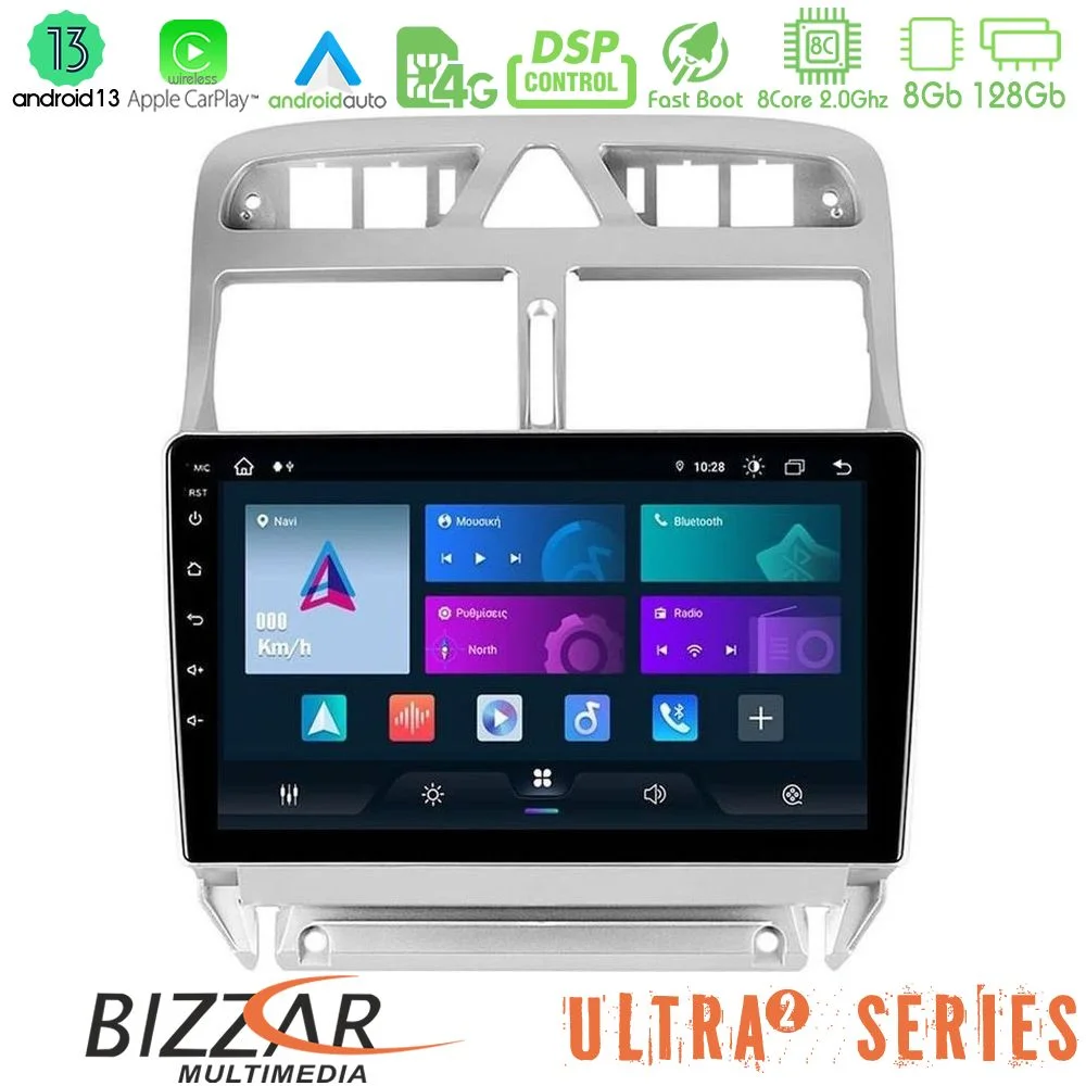 Φωτογραφία προϊόντος: Bizzar Ultra Series Peugeot 307 2002-2008 8core Android13 8+128GB Navigation Multimedia Tablet 9