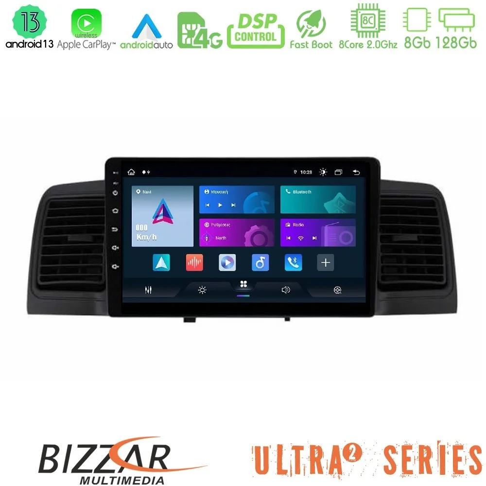 Φωτογραφία προϊόντος: Bizzar Ultra Series Toyota Corolla 2002-2006 8Core Android13 8+128GB Navigation Multimedia Tablet 9
