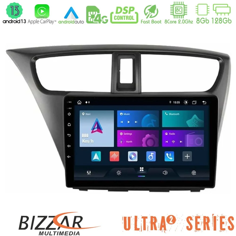 Φωτογραφία προϊόντος: Bizzar Ultra Series Honda Civic Hatchback 2012-2015 8core Android13 8+128GB Navigation Multimedia Tablet 9