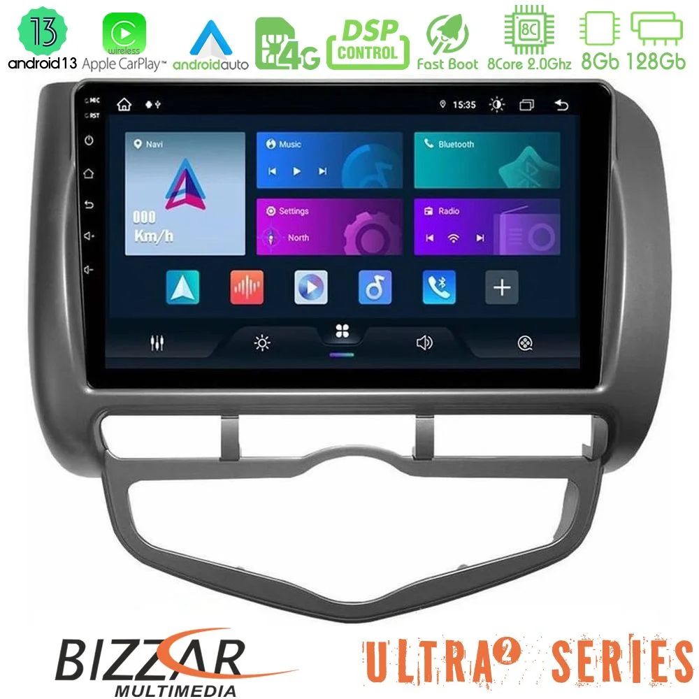 Φωτογραφία προϊόντος: Bizzar Ultra Series Honda Jazz 2002-2008 (Auto A/C) 8core Android13 8+128GB Navigation Multimedia Tablet 9