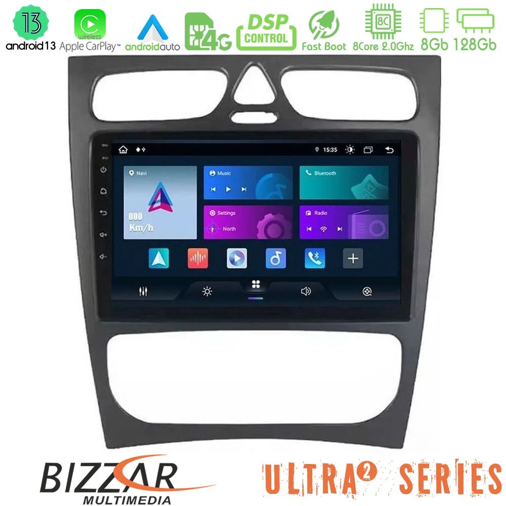 Φωτογραφία προϊόντος: Bizzar Ultra Series Mercedes C Class (W203) 8core Android13 8+128GB Navigation Multimedia Tablet 9