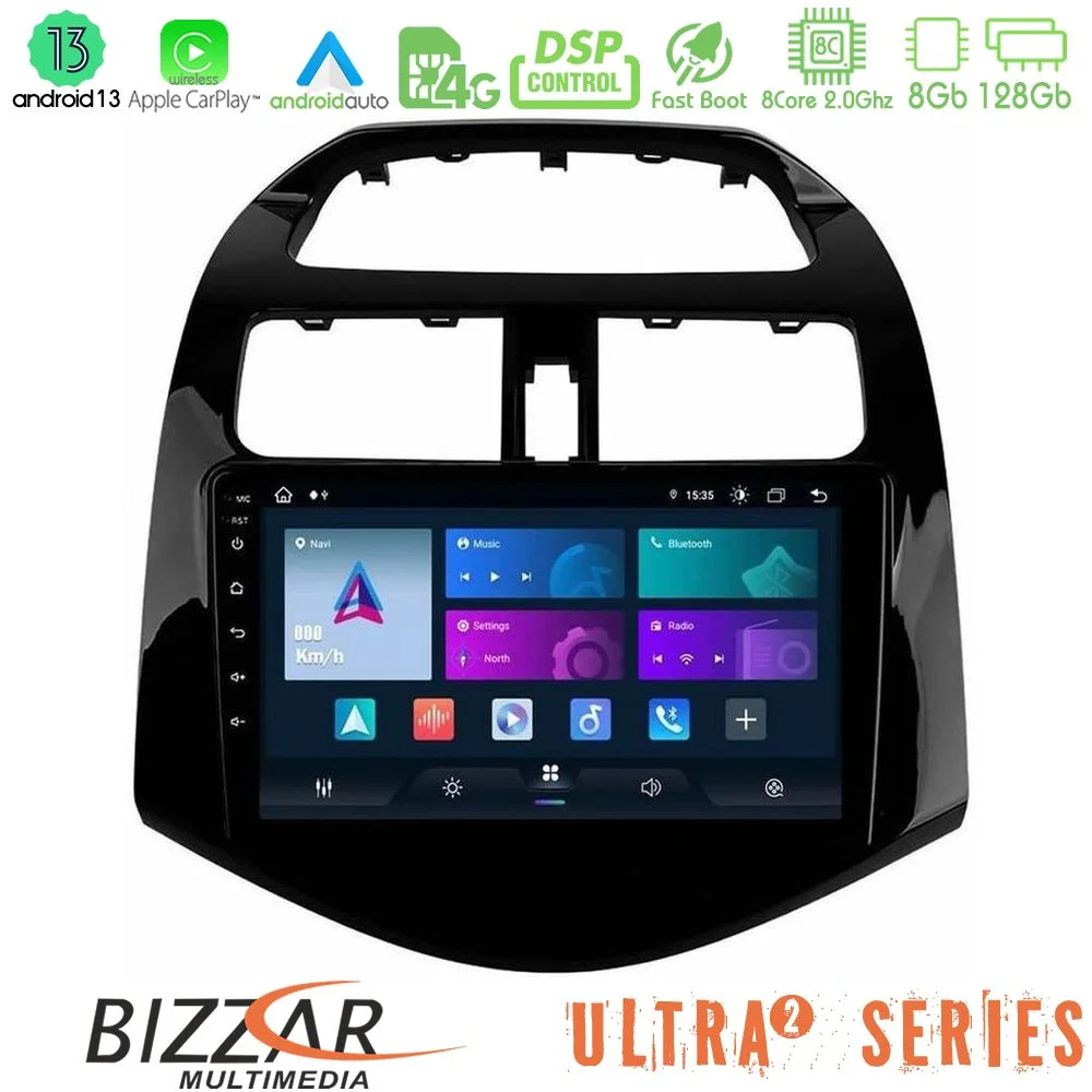 Φωτογραφία προϊόντος: Bizzar Ultra Series Chevrolet Spark 2009-2015 8core Android13 8+128GB Navigation Multimedia Tablet 9