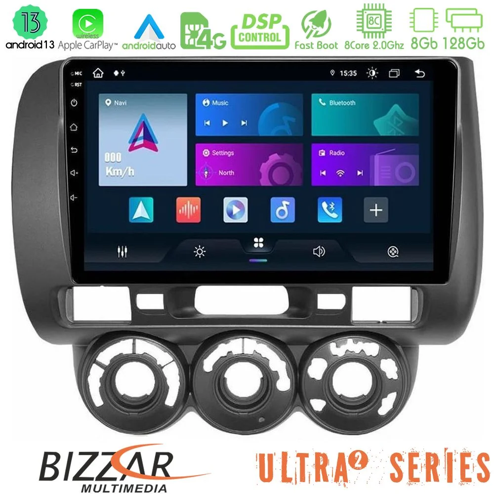 Φωτογραφία προϊόντος: Bizzar Ultra Series Honda Jazz 2002-2008 (Manual A/C) 8core Android13 8+128GB Navigation Multimedia Tablet 9