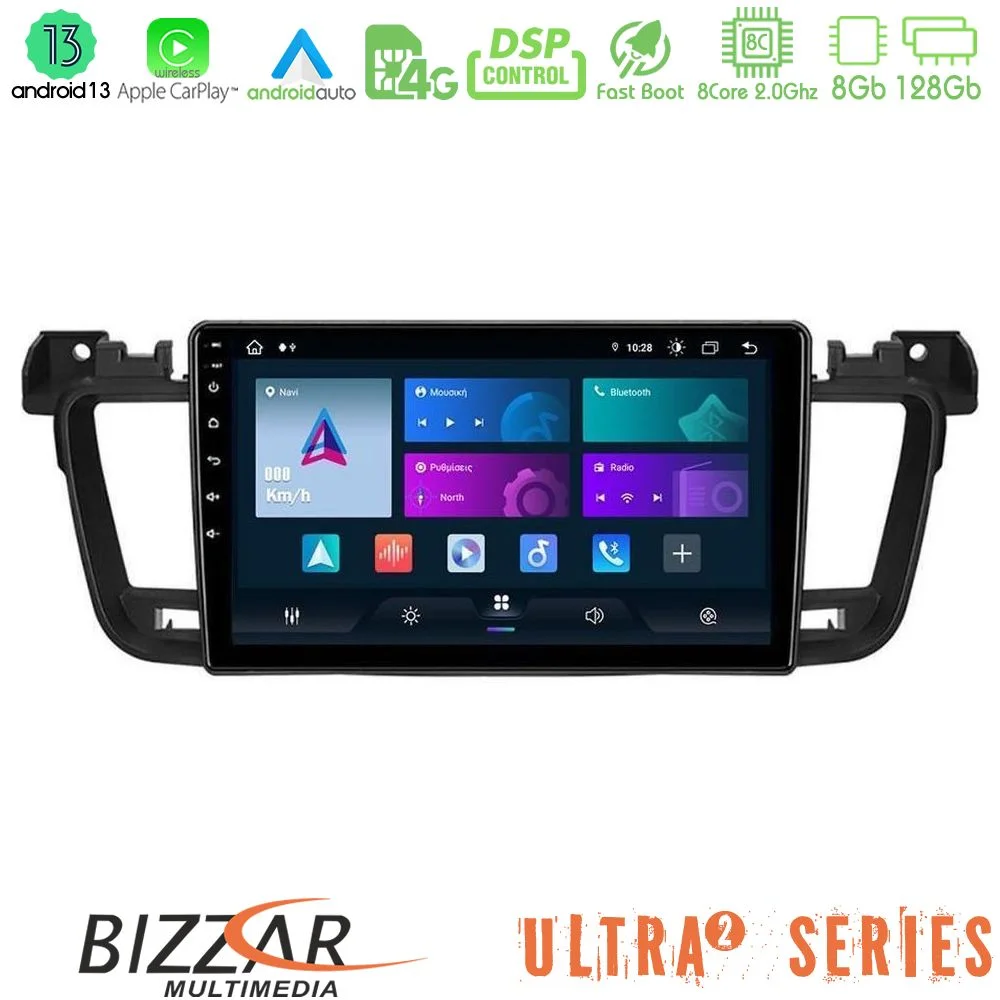 Φωτογραφία προϊόντος: Bizzar Ultra Series Peugeot 508 2010-2018 8core Android13 8+128GB Navigation Multimedia Tablet 9