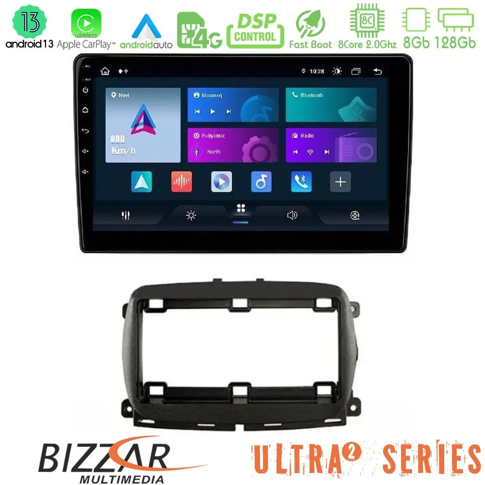 Φωτογραφία προϊόντος: Bizzar Ultra Series Fiat 500 2016> 8core Android13 8+128GB Navigation Multimedia Tablet 9