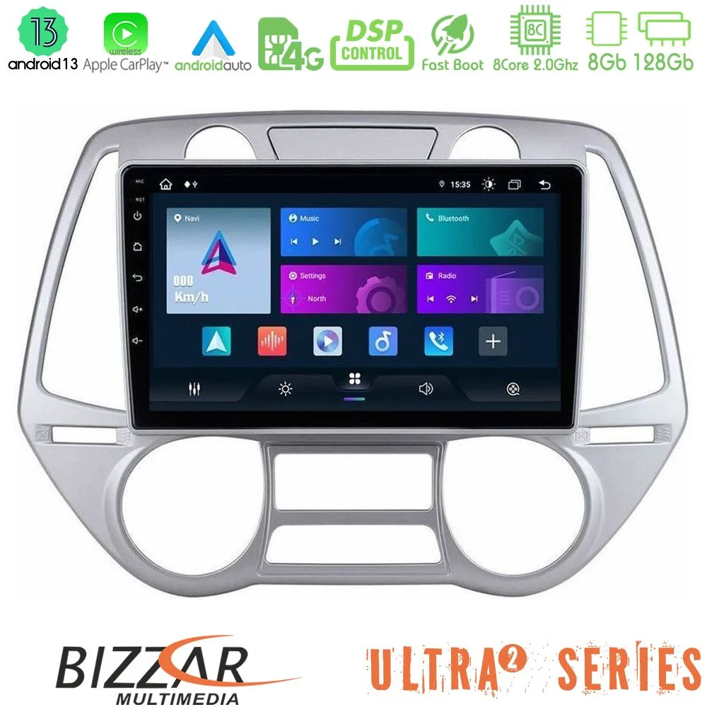 Φωτογραφία προϊόντος: Bizzar Ultra Series Hyundai i20 2009-2012 Auto A/C 8core Android13 8+128GB Navigation Multimedia Tablet 9