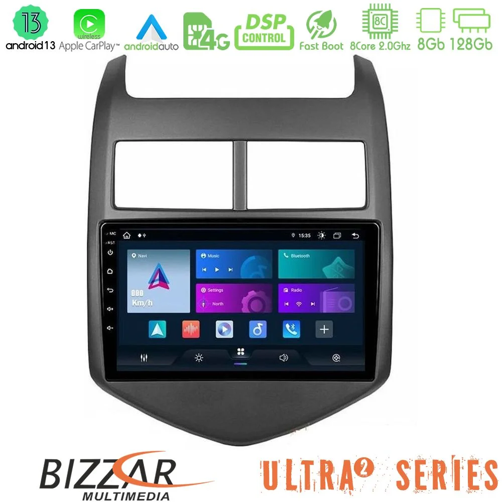 Φωτογραφία προϊόντος: Bizzar Ultra Series Chevrolet Aveo 2011-2017 8core Android13 8+128GB Navigation Multimedia Tablet 9