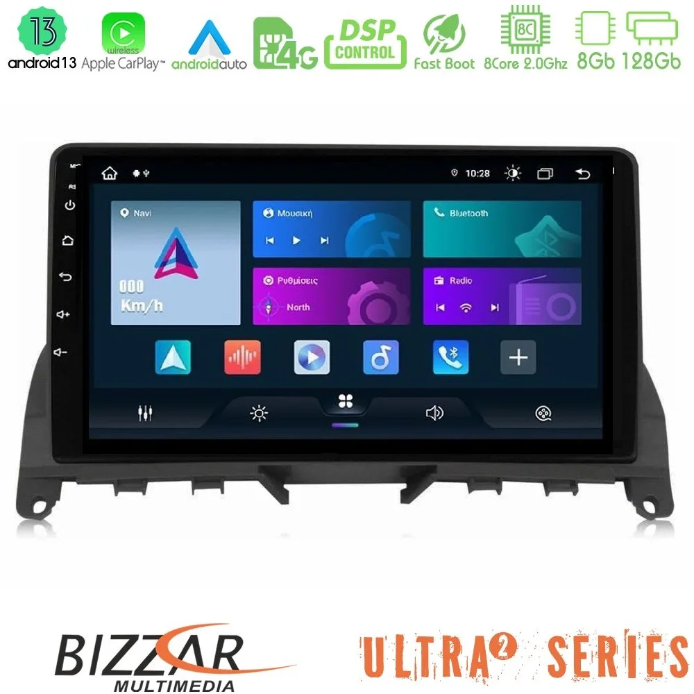Φωτογραφία προϊόντος: Bizzar Ultra Series Mercedes C-Class W204 2008-2011 8core Android13 8+128GB Navigation Multimedia Tablet 9