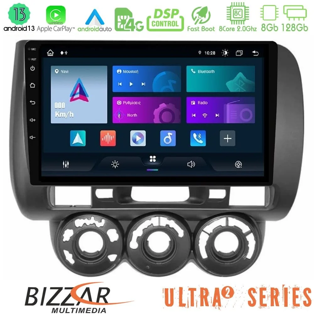 Φωτογραφία προϊόντος: Bizzar Ultra Series Honda Jazz (Fit) 2002-2008 (RHD) Manual A/C 8core Android13 8+128GB Navigation Multimedia Tablet 9