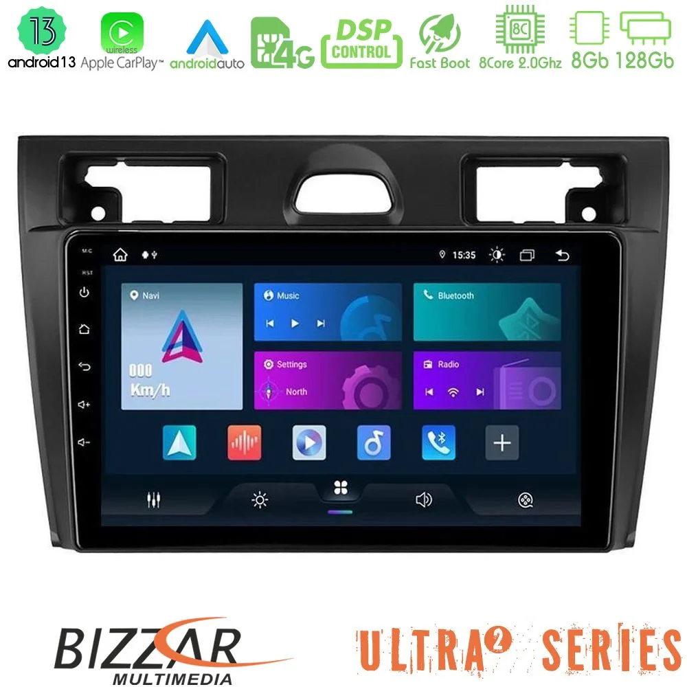 Φωτογραφία προϊόντος: Bizzar Ultra Series Ford Fiesta 2006-2008 8core Android13 8+128GB Navigation Multimedia Tablet 9