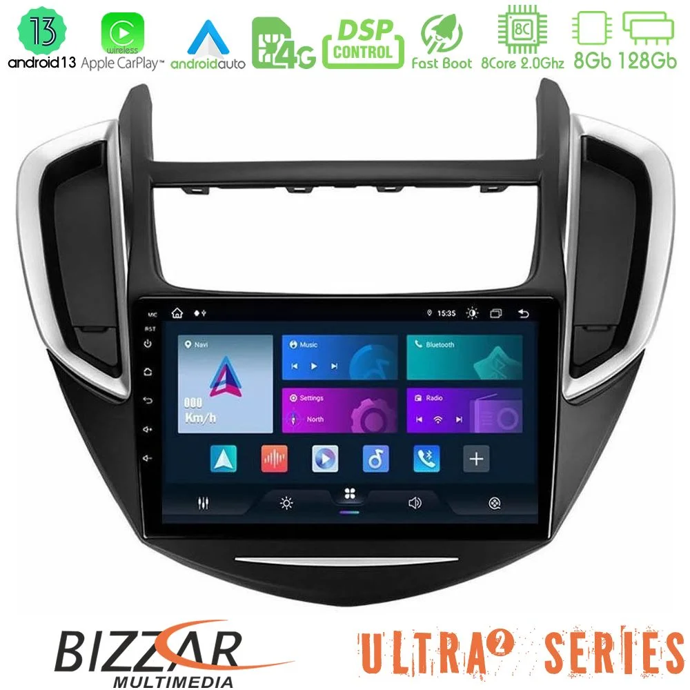 Φωτογραφία προϊόντος: Bizzar Ultra Series Chevrolet Trax 2013-2020 8core Android13 8+128GB Navigation Multimedia Tablet 9