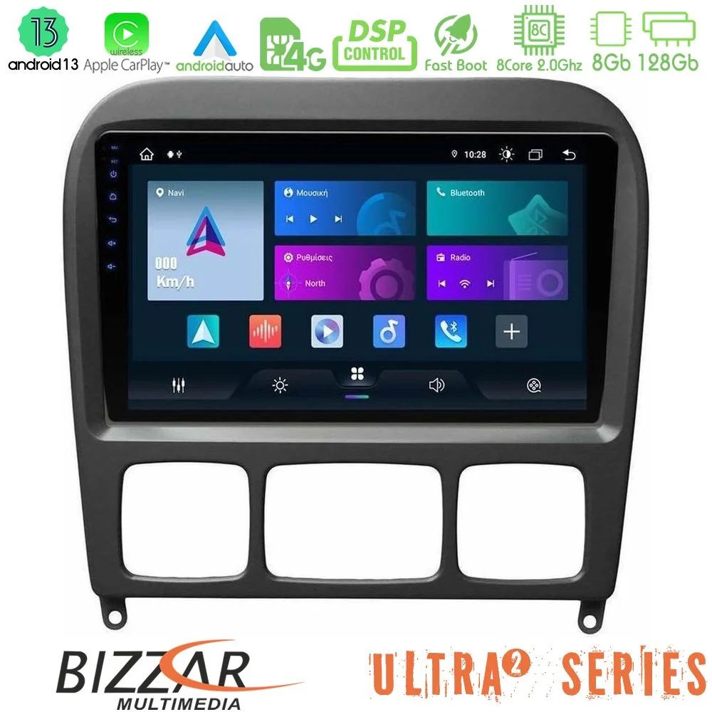 Φωτογραφία προϊόντος: Bizzar Ultra Series Mercedes S Class 1999-2004 (W220) 8Core Android13 8+128GB Navigation Multimedia Tablet 9″