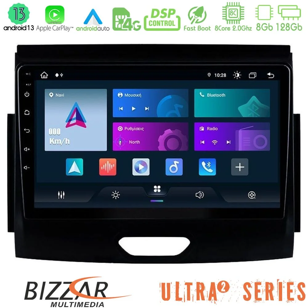 Φωτογραφία προϊόντος: Bizzar Ultra Series Ford Ranger 2017-2022 8core Android13 8+128GB Navigation Multimedia Tablet 9″