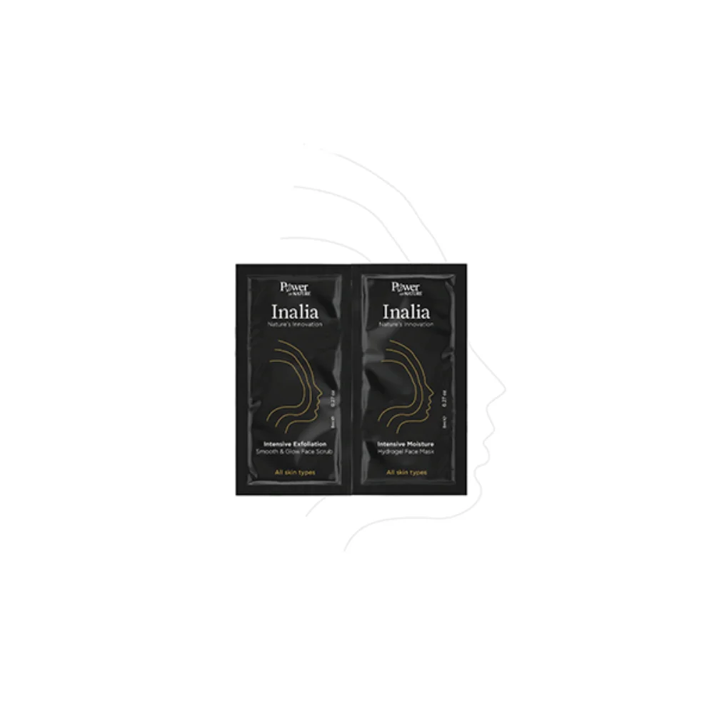 Φωτογραφία προϊόντος: POWER OF NATURE Inalia Intensive Exfoliation Smooth & Glow Face Scrub & Intensive Moisture Hydrogel Face Mask 2x8ml