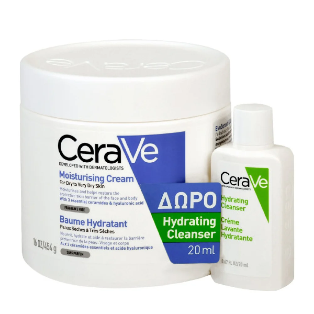 Φωτογραφία προϊόντος: CERAVE Moisturising Cream - Ενυδατική Κρέμα 454g & ΔΩΡΟ Hydrating Cleanser 20ml