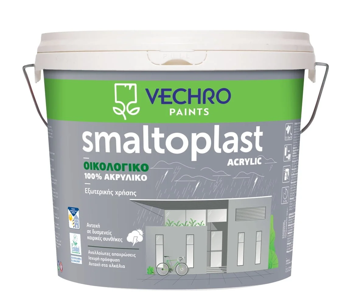 Φωτογραφία προϊόντος: Vechro Smaltoplast Acrylic 100% Οικολογικό Ακρυλικό Χρώμα Εξωτερικού Χώρου