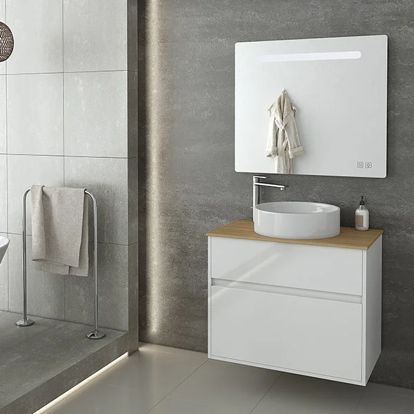 Φωτογραφία προϊόντος: Drop Instinct 80 White – Top – 2 Σετ Μπάνιου με Νιπτήρα και Καθρέφτη Led