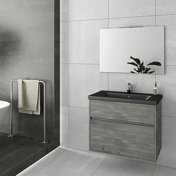 Φωτογραφία προϊόντος: Drop Instinct 80 Smoked Oak BL – 1 Σετ Μπάνιου με Νιπτήρα και Καθρέφτη 5PIN080SM