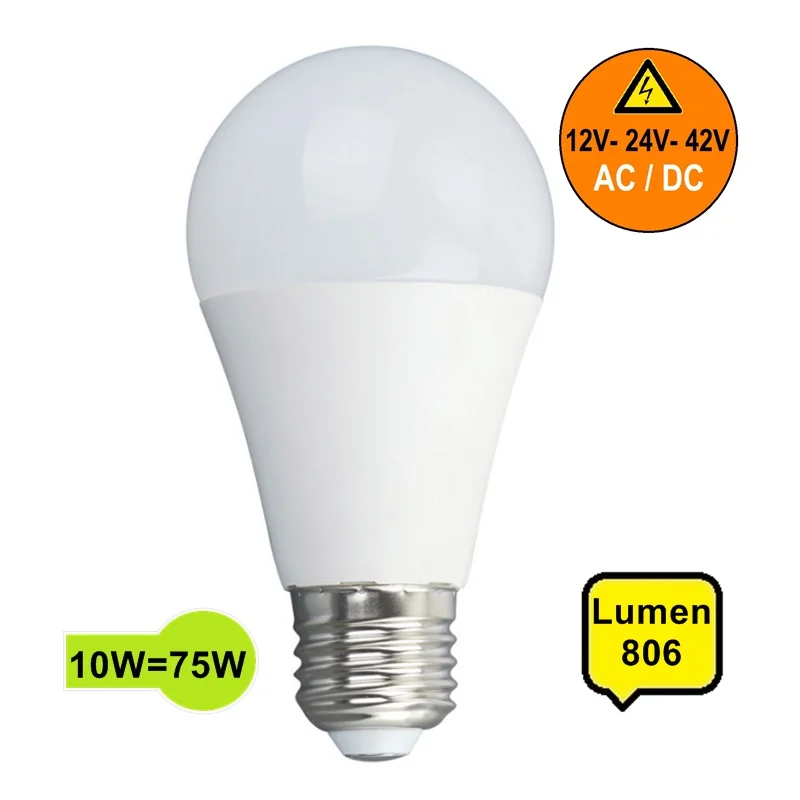 Φωτογραφία προϊόντος: RED POINT Λάμπα LED E27 Πολυτασική 10W 12V/24/42Volt 806 lum 270° Θερμό Φώς