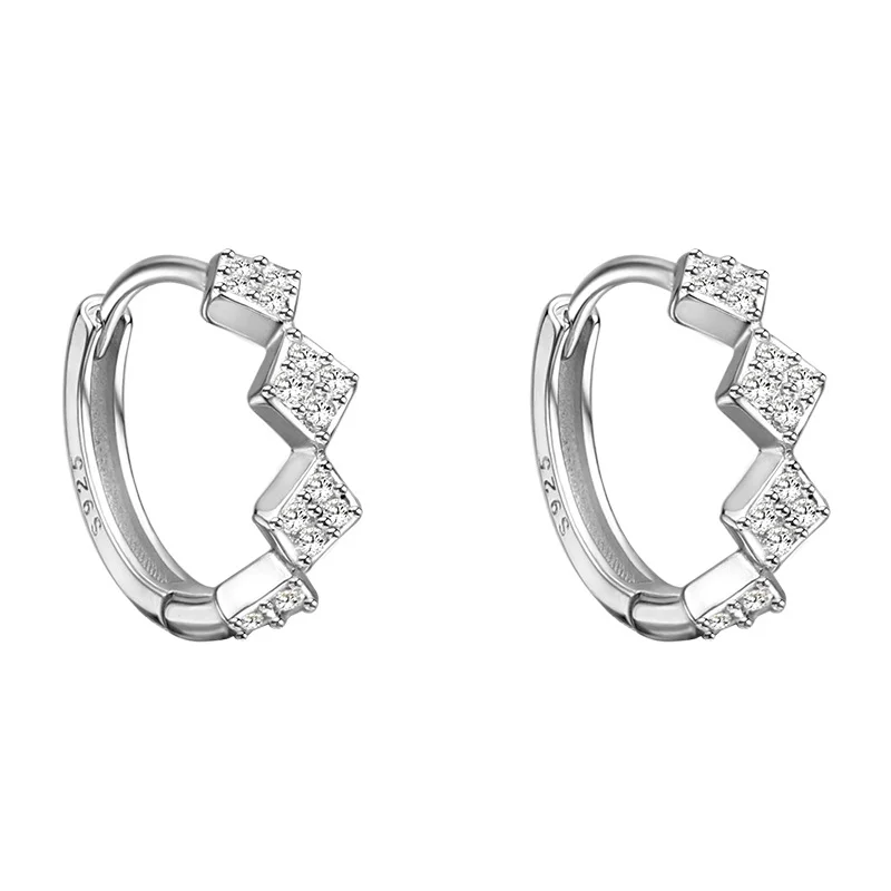 Φωτογραφία προϊόντος: Peach Jewelry Σκουλαρίκι Κρικάκι Γεωμετρικό Με Ζιρκόν Ασήμι 925 Symbol