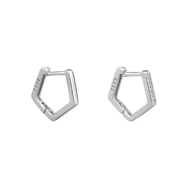 Φωτογραφία προϊόντος: Peach Jewelry Σκουλαρίκι Κρικάκι Σε Σχήμα Ρόμβου Με Στρογγυλά Ζιρκόν Ασήμι 925 Symbol