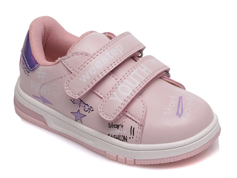 Φωτογραφία προϊόντος: Weestep Sneakers για κορίτσι σε ροζ χρώμα με διπλό velcro