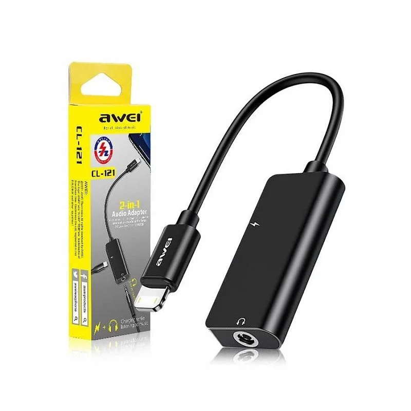 Φωτογραφία προϊόντος: Αντάπτορας Lightning male σε Jack 3.5mm/Lightning female - CL-121 - AWEI - 888087