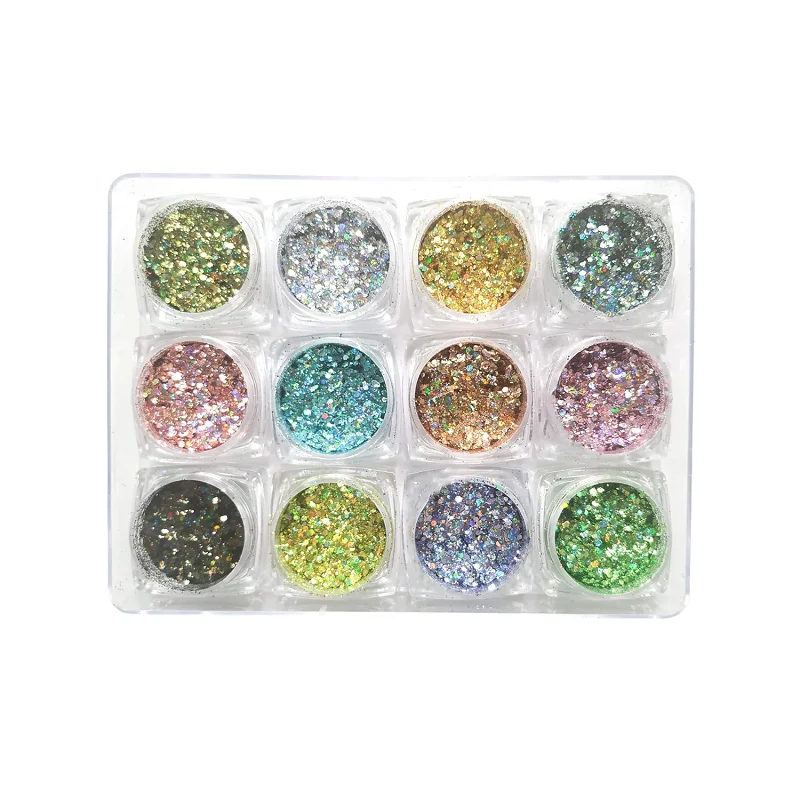 Φωτογραφία προϊόντος: Tradesor Σετ Glitter νυχιών Nail Art - Παλέτα - Glitter DJ - 12pcs - 910570