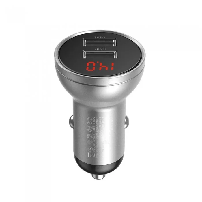 Φωτογραφία προϊόντος: Baseus Car Charger Digital Display Ασημί (24W) (CCBX-0S) (BASCCBX-0S)