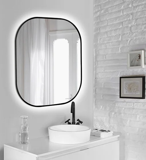 Φωτογραφία προϊόντος: Focco Lighting ΚΑΘΡΕΦΤΗΣ ΜΠΑΝΙΟΥ FOCCO SHARON ΜΕ ΦΩΤΙΣΜΟ LED 600X700ΜΜ ΜΑΥΡΟΣ