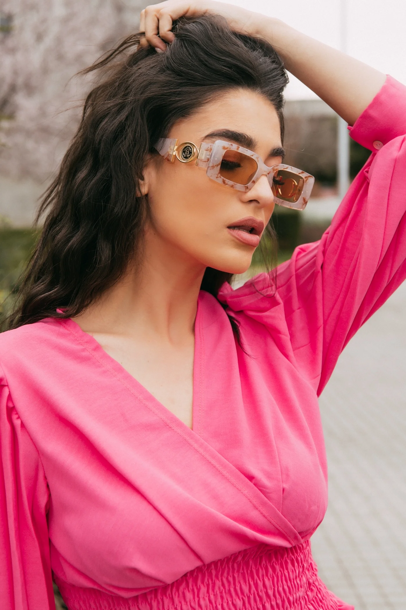 Φωτογραφία προϊόντος: Antithesis Clothing Γυαλιά Ηλίου Lilith Με Παραλληλόγραμμο Σκελετό - Μarble