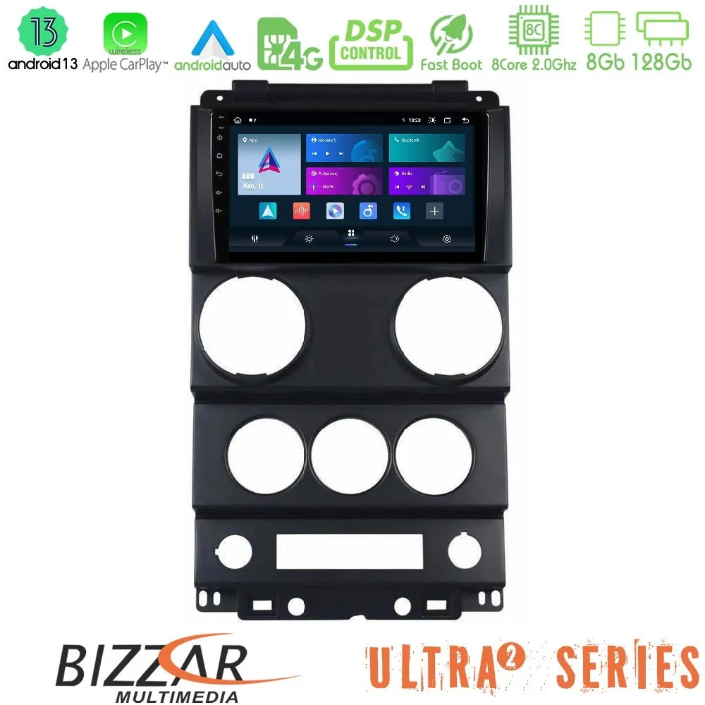 Φωτογραφία προϊόντος: Bizzar Ultra Series Jeep Wrangler 2008-2010 8core Android13 8+128GB Navigation Multimedia Tablet 9