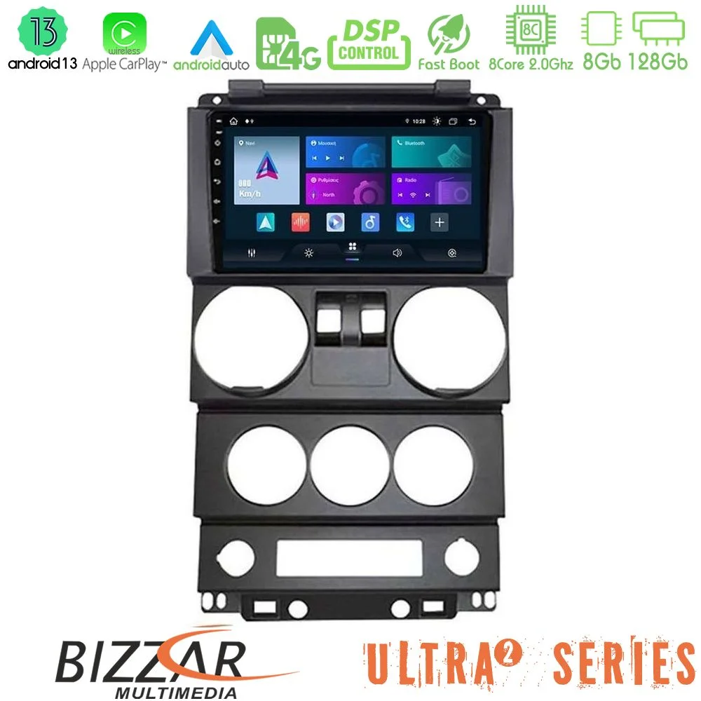 Φωτογραφία προϊόντος: Bizzar Ultra Series Jeep Wrangler 2Door 2008-2010 8core Android13 8+128GB Navigation Multimedia Tablet 9