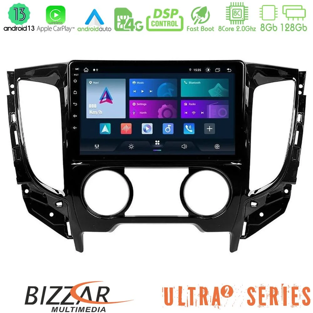 Φωτογραφία προϊόντος: Bizzar Ultra Series Mitsubishi L200 2016-> & Fiat Fullback (Manual A/C) 8core Android13 8+128GB Navigation Multimedia Tablet 9