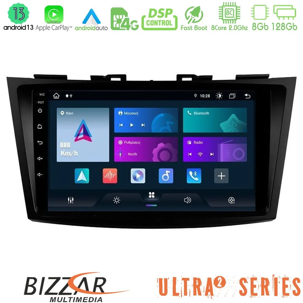 Φωτογραφία προϊόντος: Bizzar Ultra Series Suzuki Swift 2011-2016 8core Android13 8+128GB Navigation Multimedia Tablet 9