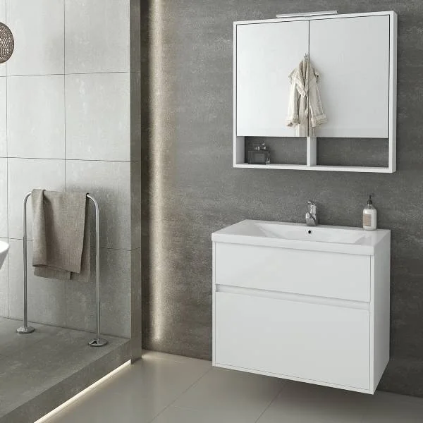 Φωτογραφία προϊόντος: Drop Instinct 80 White -1 Σετ Μπάνιου με Νιπτήρα και Καθρέφτη