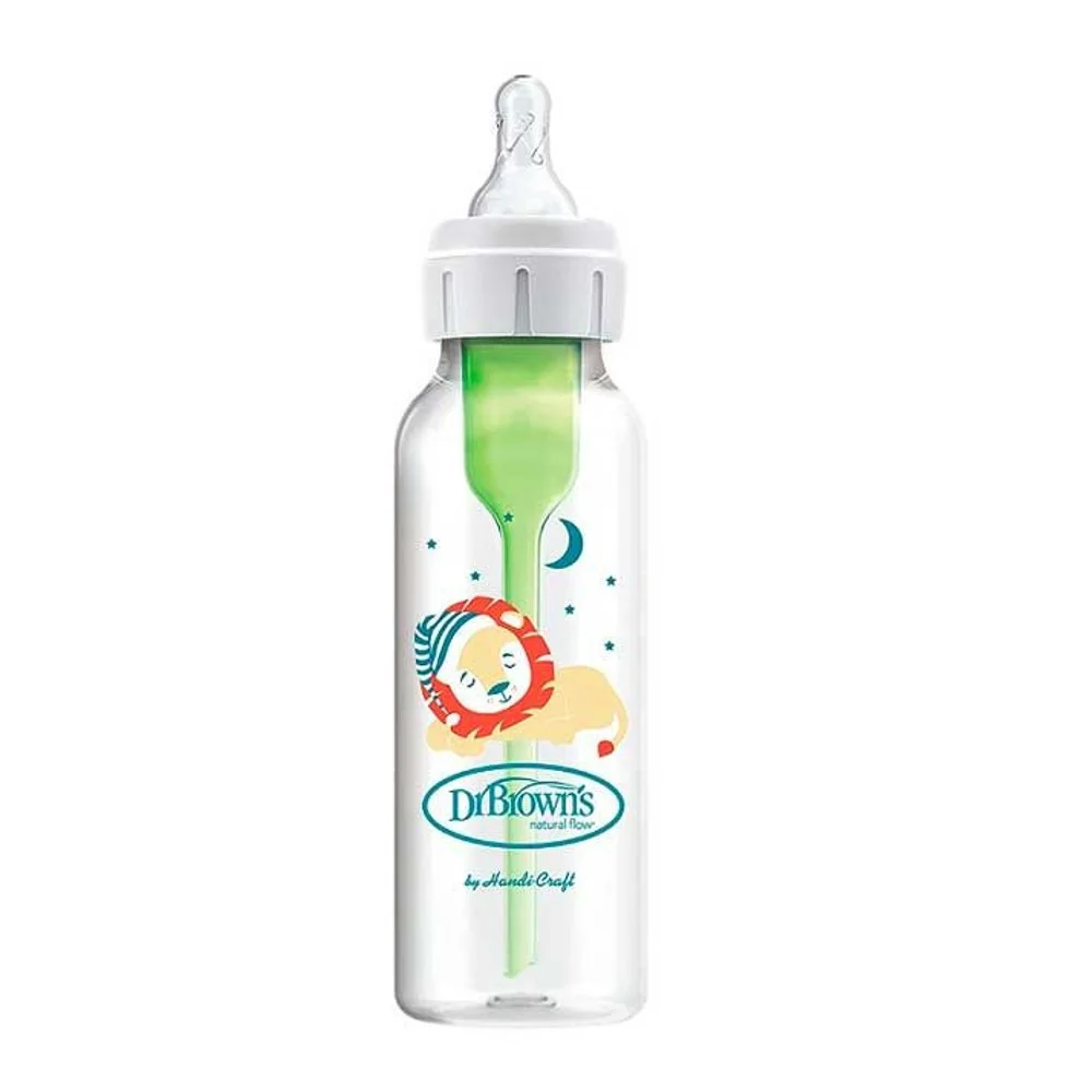 Φωτογραφία προϊόντος: DR. BROWN'S Options Anti-Colic Bottle - Πλαστικό Μπιμπερό με Στενό Λαιμό & Θηλή Σιλικόνης 0m+ με Σχέδιο Λιοντάρι (250ml)