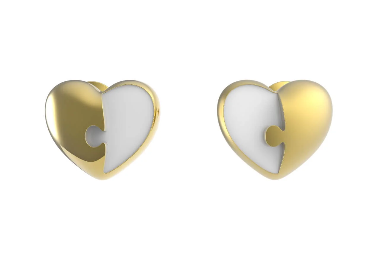 Φωτογραφία προϊόντος: MTMHK Καρφίτσα Pin 2τμχ Fashion Style Couple Hearts Metalmorphose MTMP-108