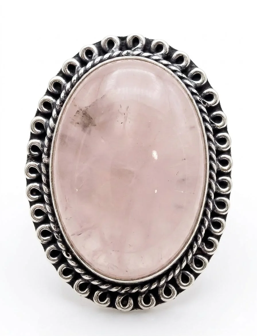 Φωτογραφία προϊόντος: Peach Jewelry PeachJewelry Ασημένιο Δαχτυλίδι 925 με Φυσικό Ροζ Χαλαζία σε Οβάλ Κοπή