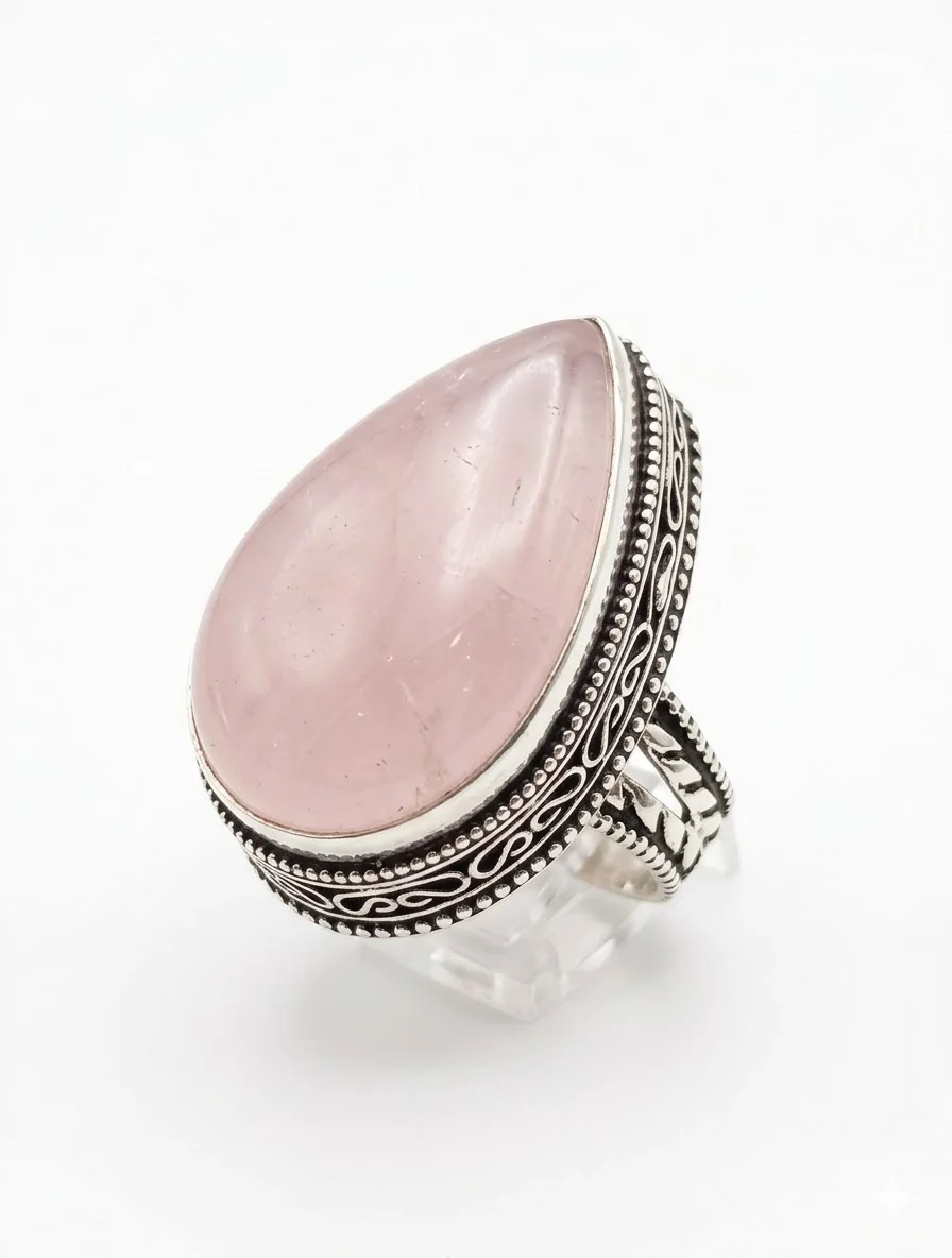 Φωτογραφία προϊόντος: Peach Jewelry PeachJewelry: Statement Δαχτυλίδι από Ασήμι 925 με Επιβλητικό Φυσικό Χαλαζία