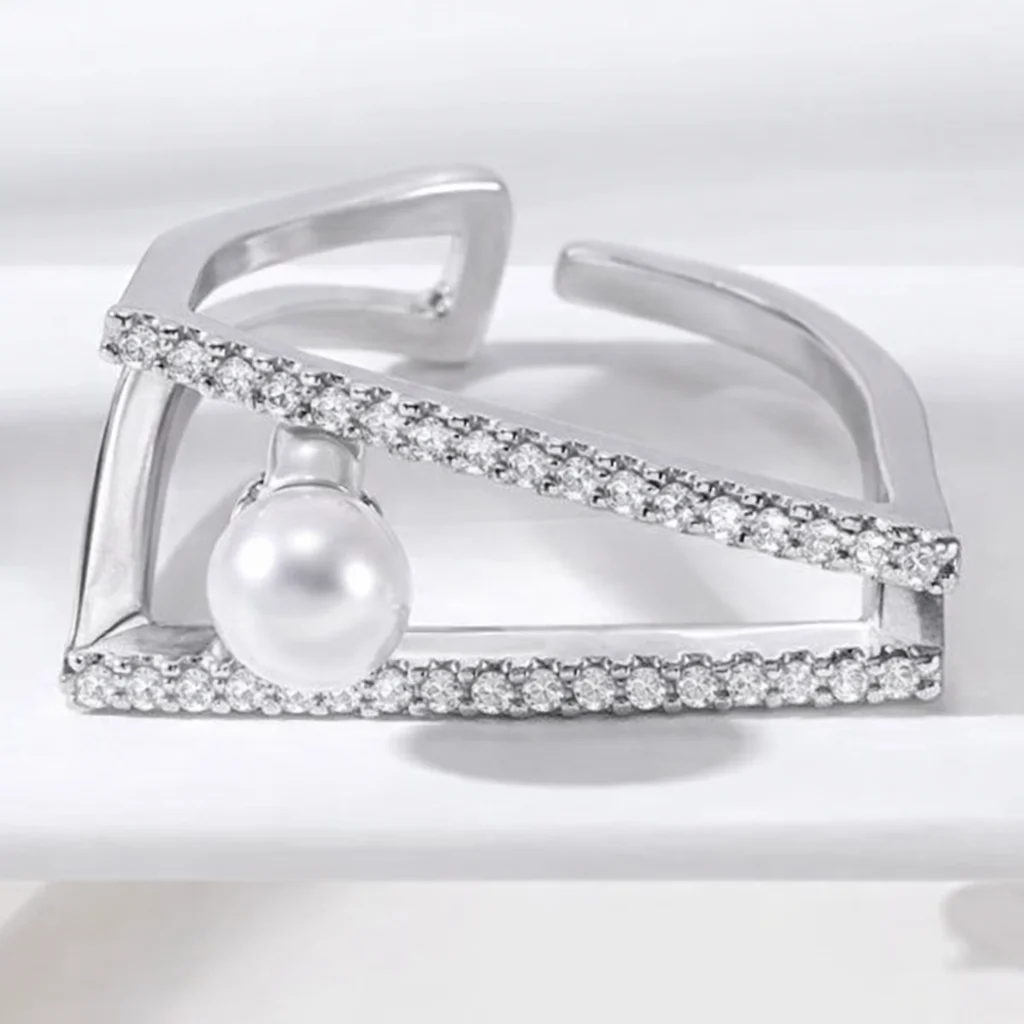 Φωτογραφία προϊόντος: Peach Jewelry Δαχτυλίδι Ατσάλι Γραμμικο με Περλα