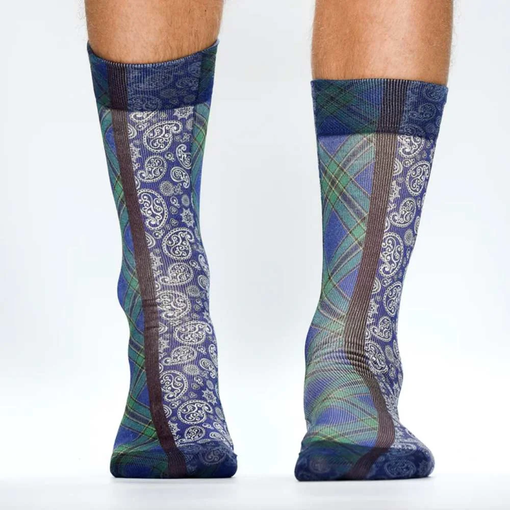 Φωτογραφία προϊόντος: Wigglesteps Check Paisley Man Socks Μπλε