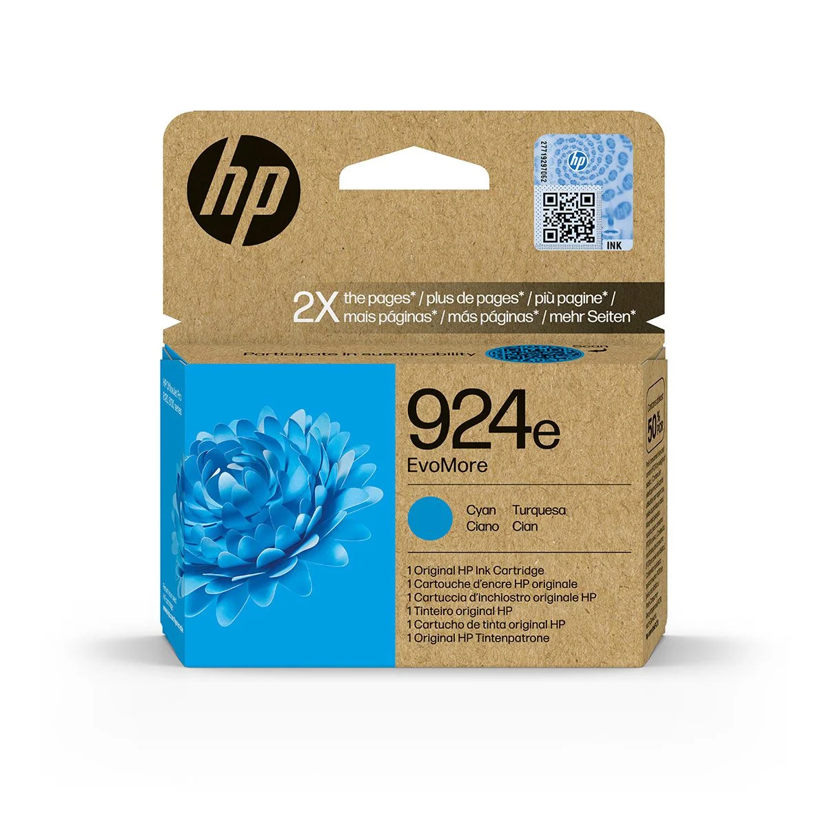 Φωτογραφία προϊόντος: Hewlett Packard HP 924e EvoMore Cyan Original Ink Cartridge - 4K0U7NE
