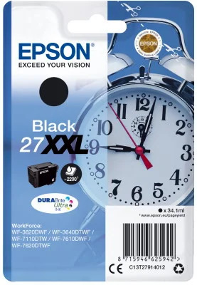 Φωτογραφία προϊόντος: Ink Epson 27XXL C13T27914010 Black Crtr -2200Pgs - 34.10ml - C13T27914012