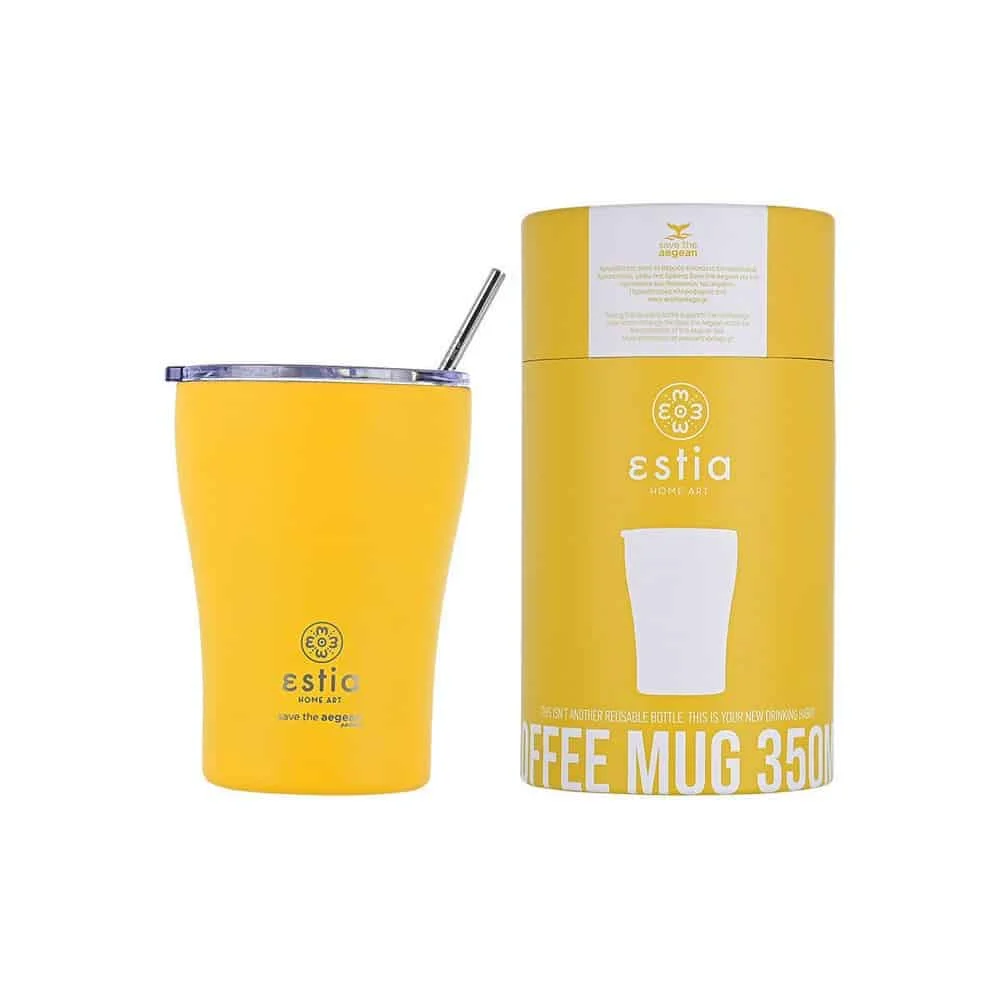 Φωτογραφία προϊόντος: ESTIA HOME ART 01-12458 ΘΕΡΜΟΣ COFFEE MUG SAVE THE AEGEAN 350ml PINEAPPLE YELLOW