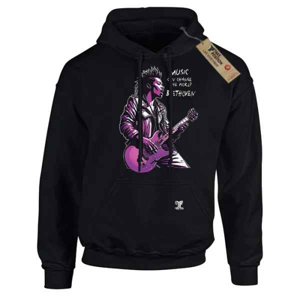 Φωτογραφία προϊόντος: Hoodie φούτερ με κουκούλα Music Can Change The World Takeposition Σε Μαύρο, 907-7775